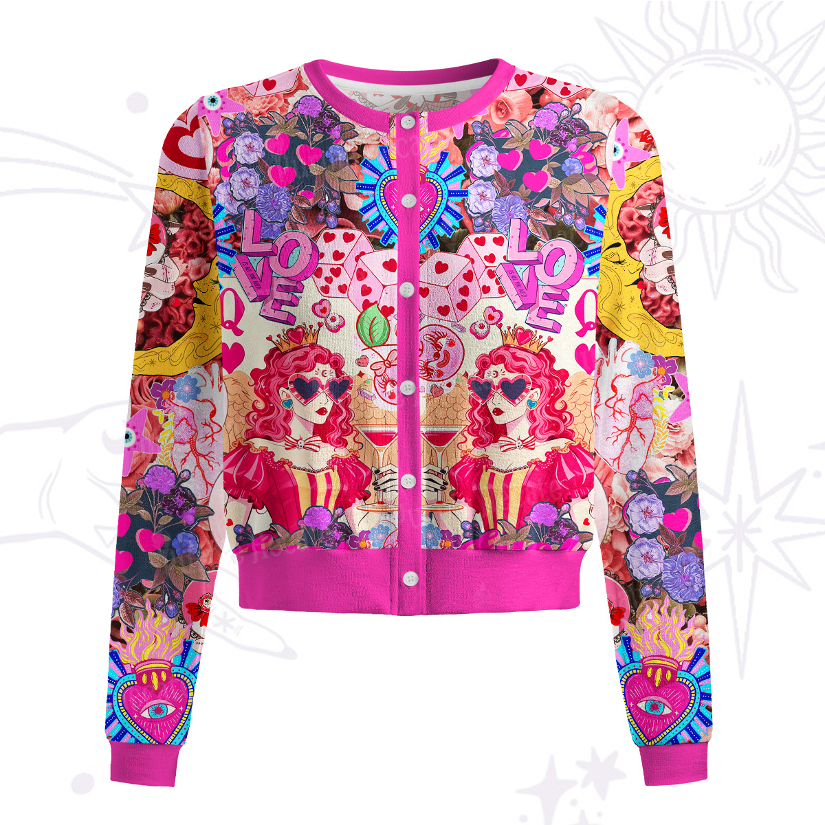 Purplehecate Queen of Hearts Angel Graphic Knit Cardigan