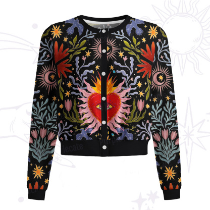 Purplehecate Sacred Flame Heart Knit Cardigan