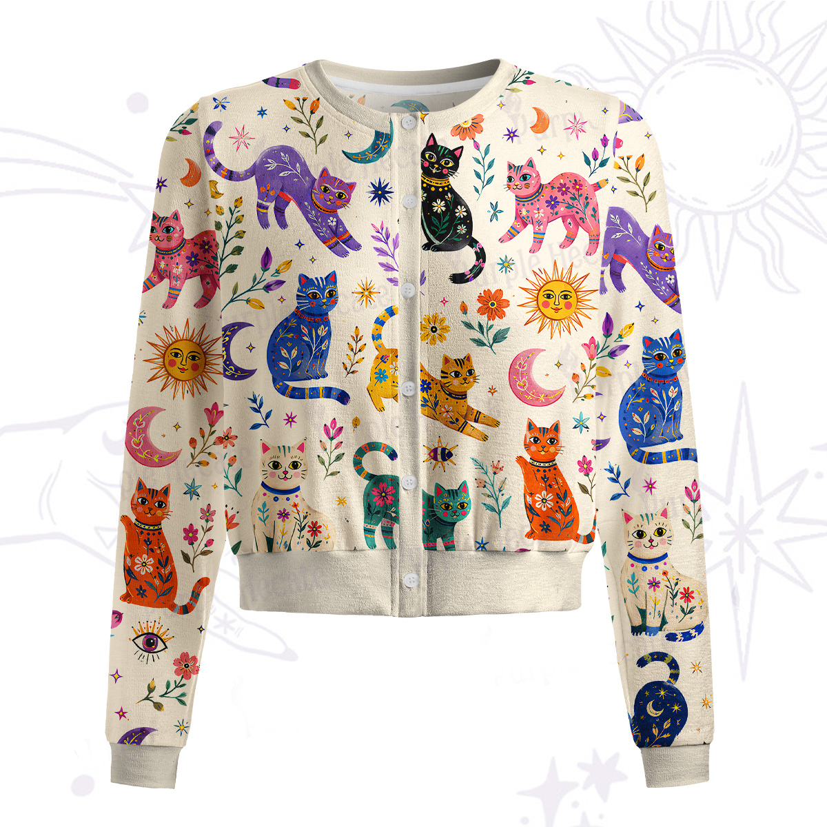 Purplehecate Rainbow Magic Cats Knit Cardigan