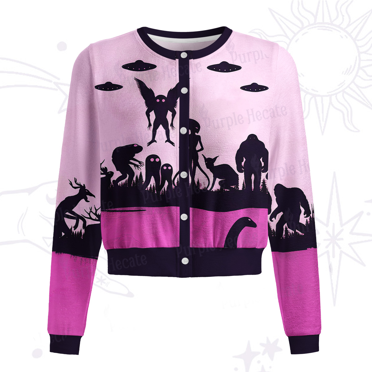 Purplehecate Alien Lake Monster Encounter Knit Cardigan