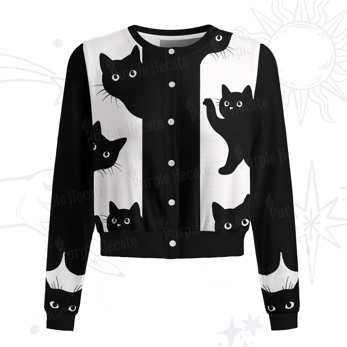 Purplehecate Peekaboo Cats Knit Cardigan
