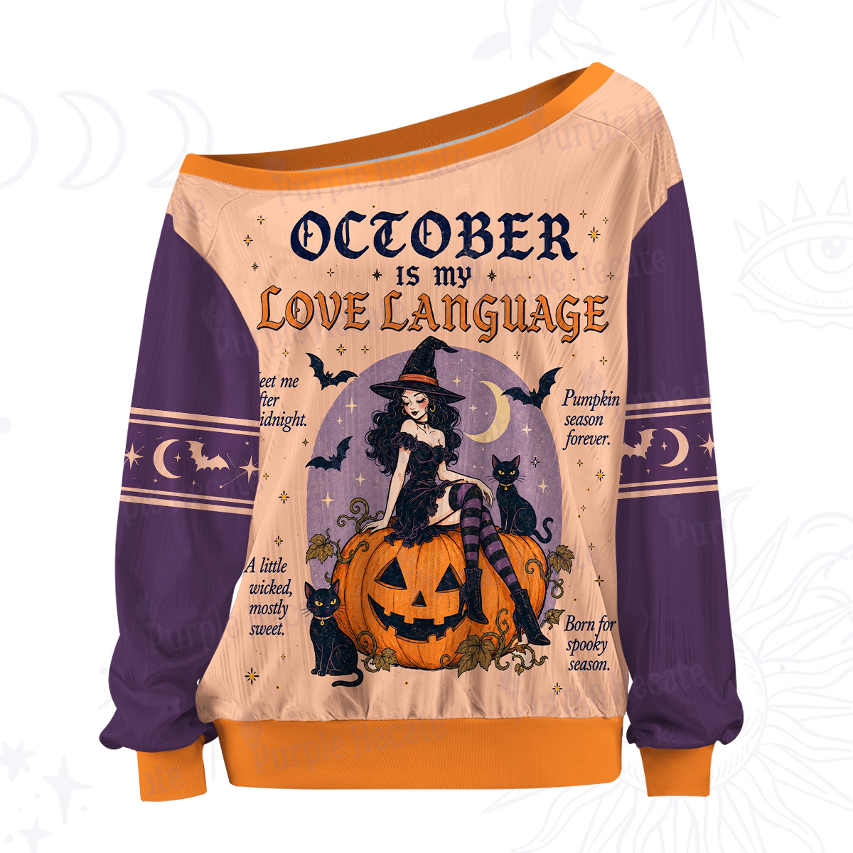 Purplehecate October Is My Love Language Witch Off The Shoulder Graphic Jersey