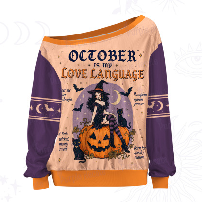 Purplehecate October Is My Love Language Witch Off The Shoulder Graphic Jersey
