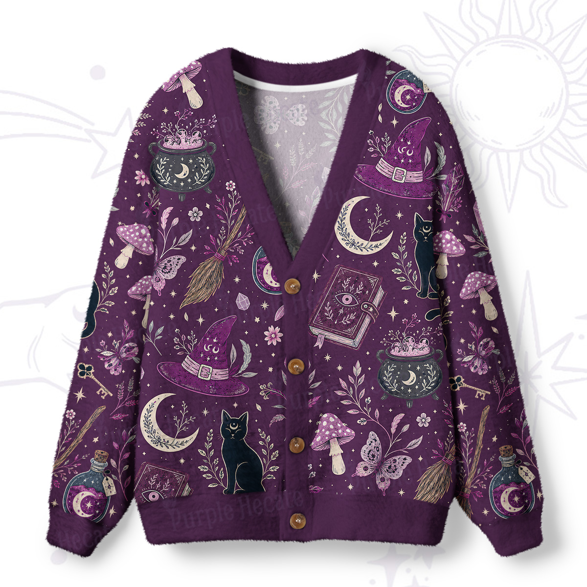 Purplehecate Witchcraft Spellbook Ugly Cardigan Sweaters