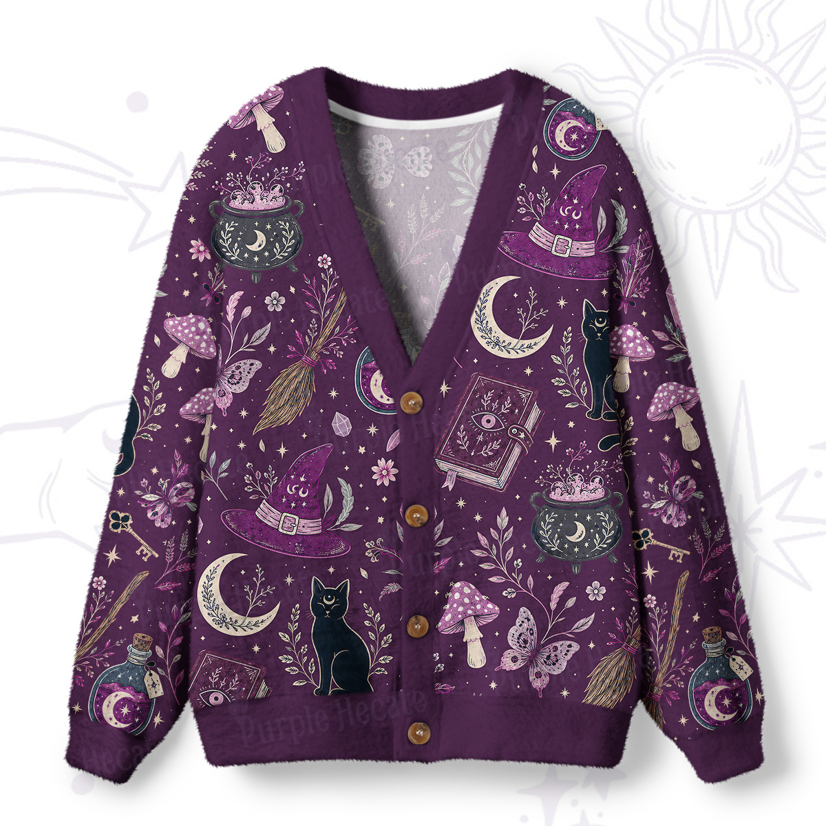 Purplehecate Witchcraft Spellbook Ugly Cardigan Sweaters