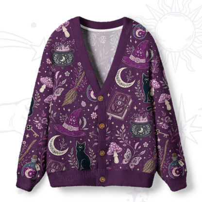 Purplehecate Witchcraft Spellbook Ugly Cardigan Sweaters