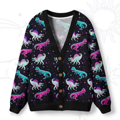 Purplehecate Cool Dinosaur Ugly Cardigan Sweaters