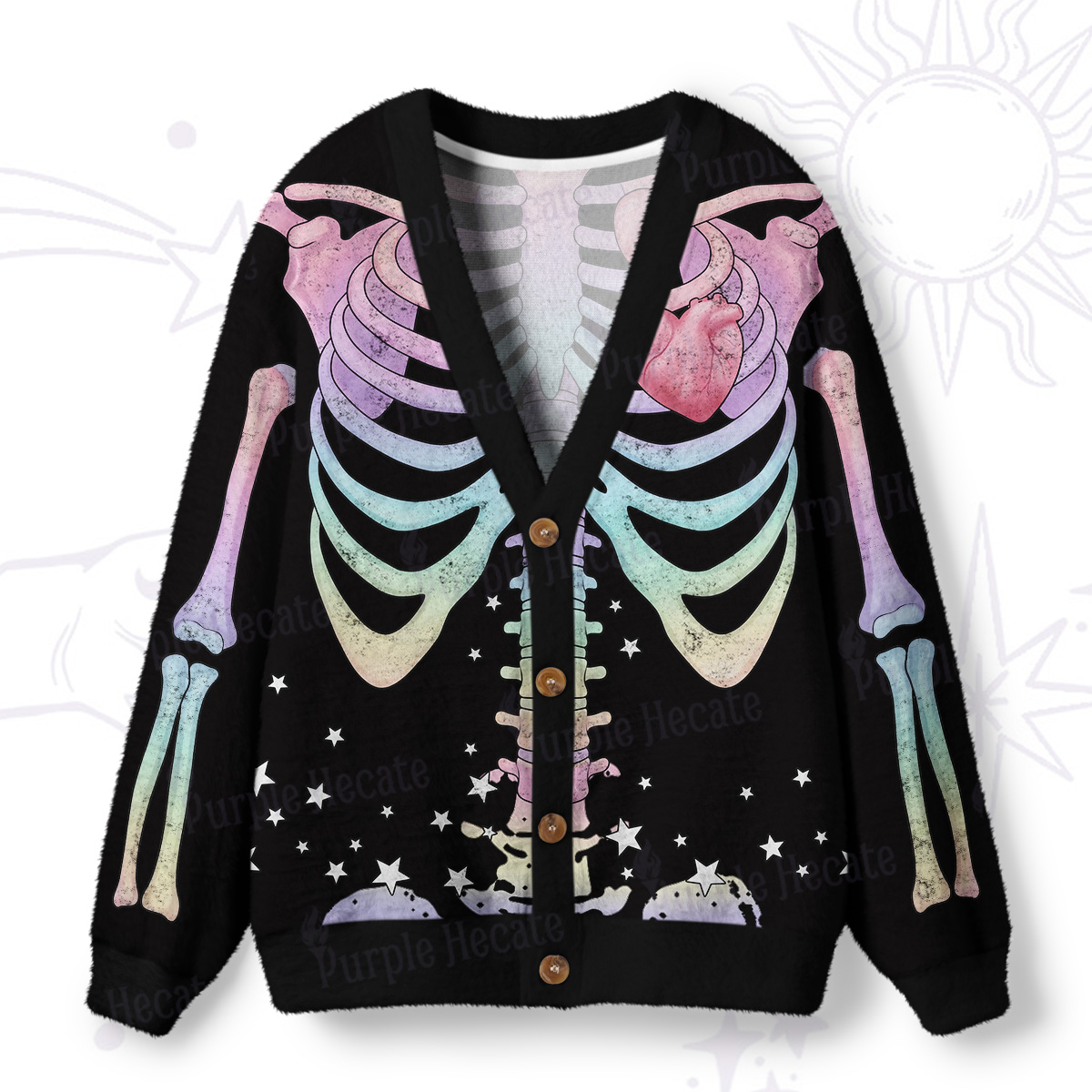 Purplehecate Spooky Skeleton Ugly Cardigan Sweaters