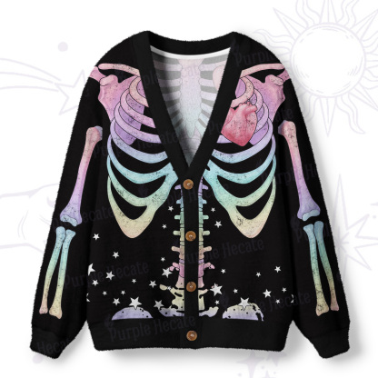 Purplehecate Spooky Skeleton Ugly Cardigan Sweaters