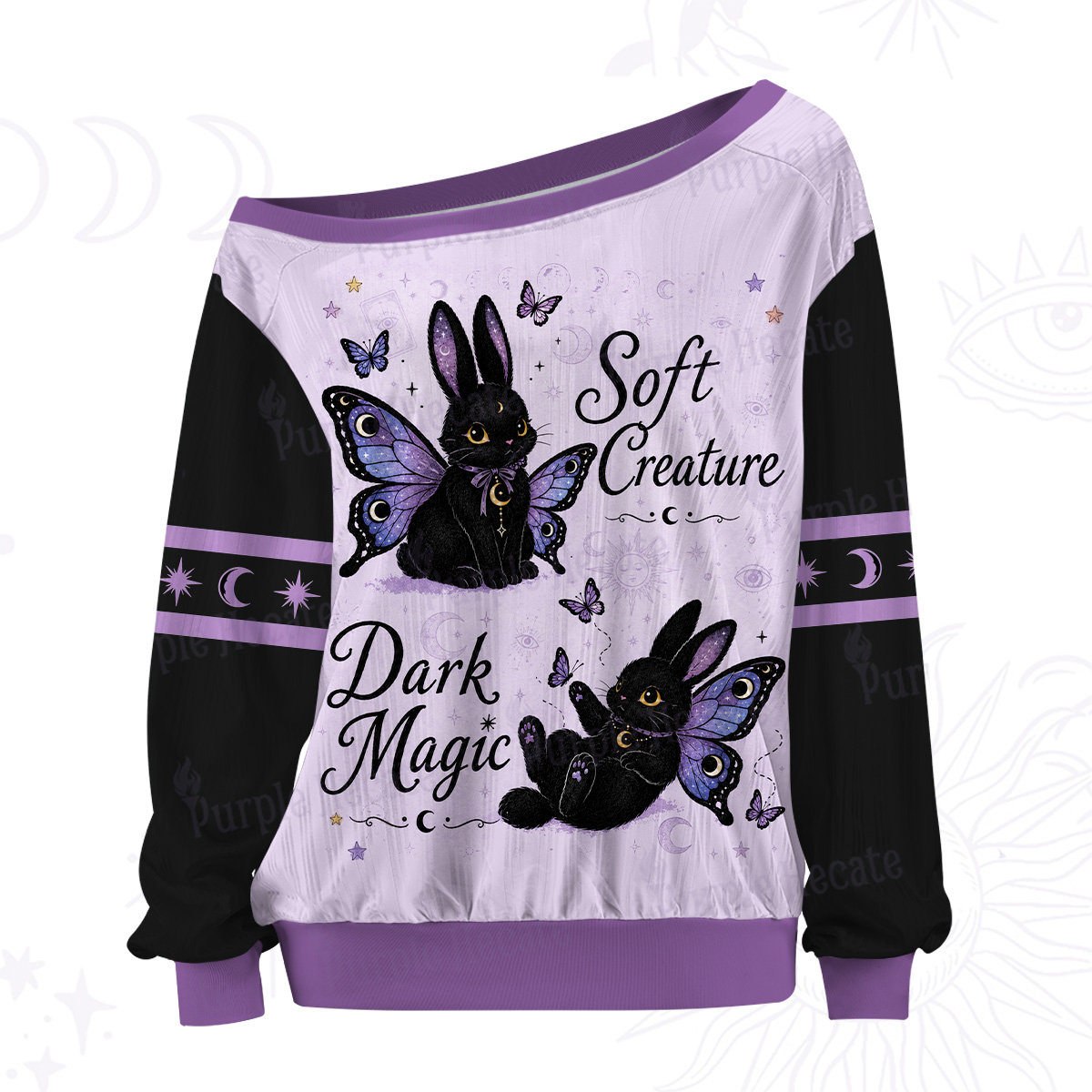 Purplehecate Dark Magic Soft Creature Bunny Off The Shoulder Graphic Jersey