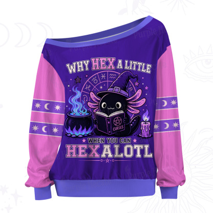 Purplehecate Why Hex a Little When You Can Hexalotl Off The Shoulder Graphic Jersey