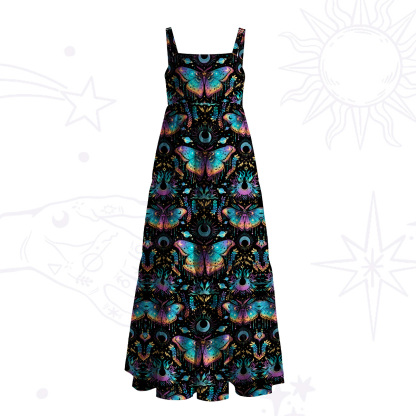 Purplehecate Enchanted Night Moth Wide Straps Maxi Dress