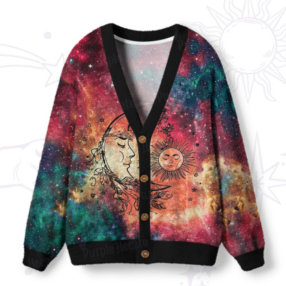 Purplehecate Sun Moon Dreams Ugly Cardigan Sweaters