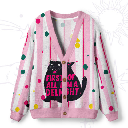 Purplehecate First Of All I'm A Delight Cat Ugly Cardigan Sweaters