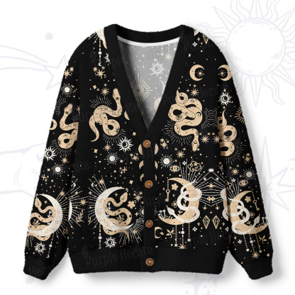 Purplehecate Divine Serpent Under the Moon Ugly Cardigan Sweaters