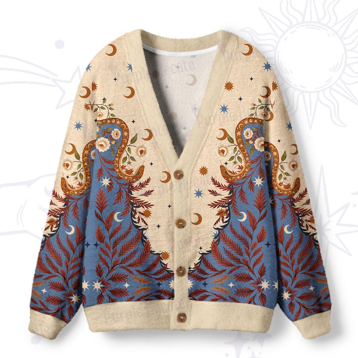 Purplehecate Celestial Ascension Ugly Cardigan Sweaters