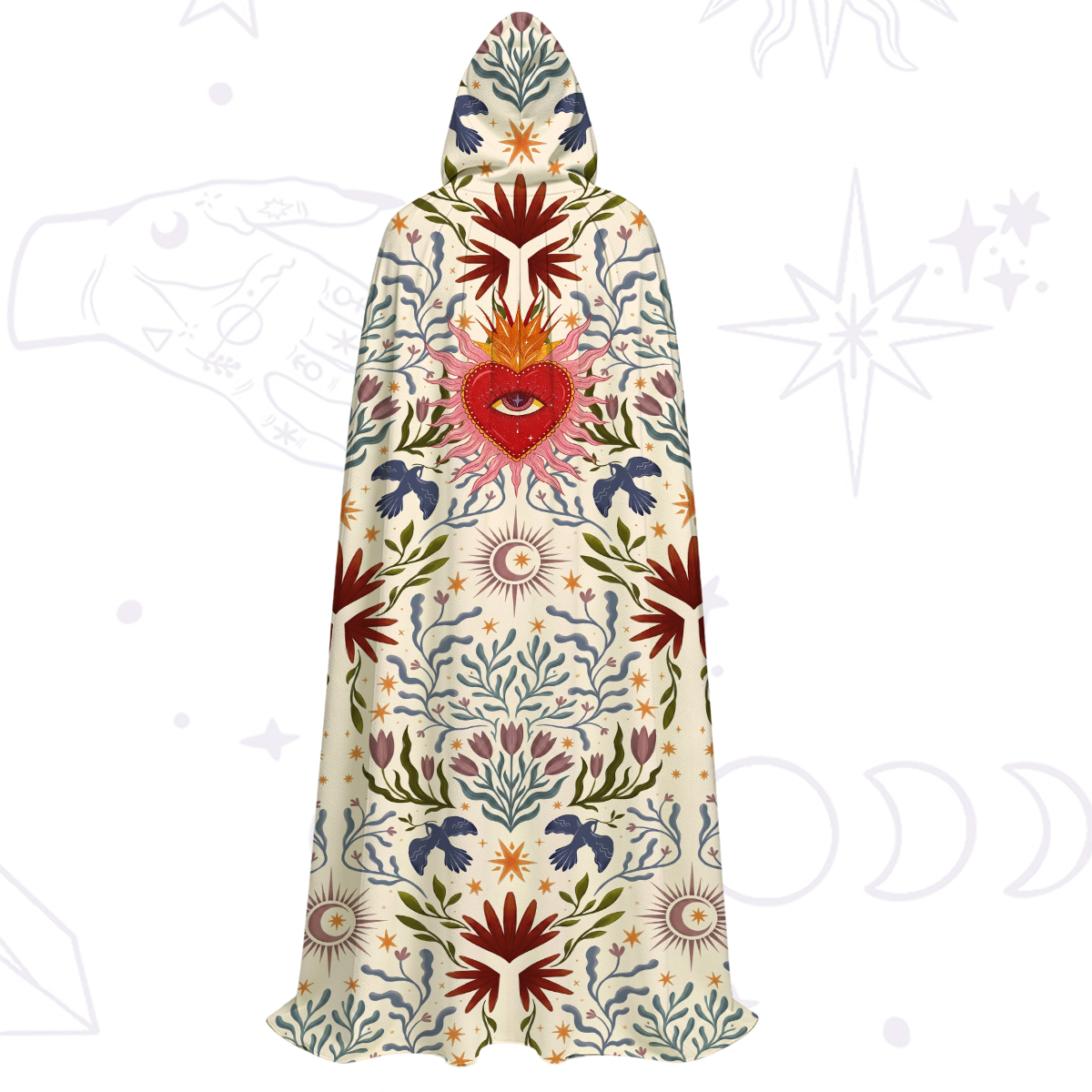 Purplehecate Sacred Flame Heart Hooded Cloak