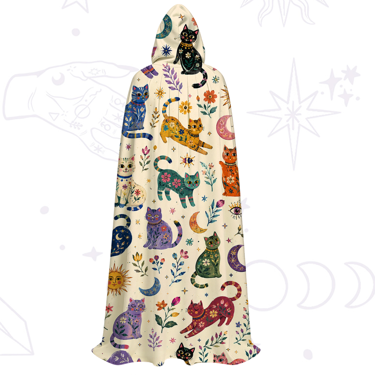 Purplehecate Rainbow Magic Cats Hooded Cloak