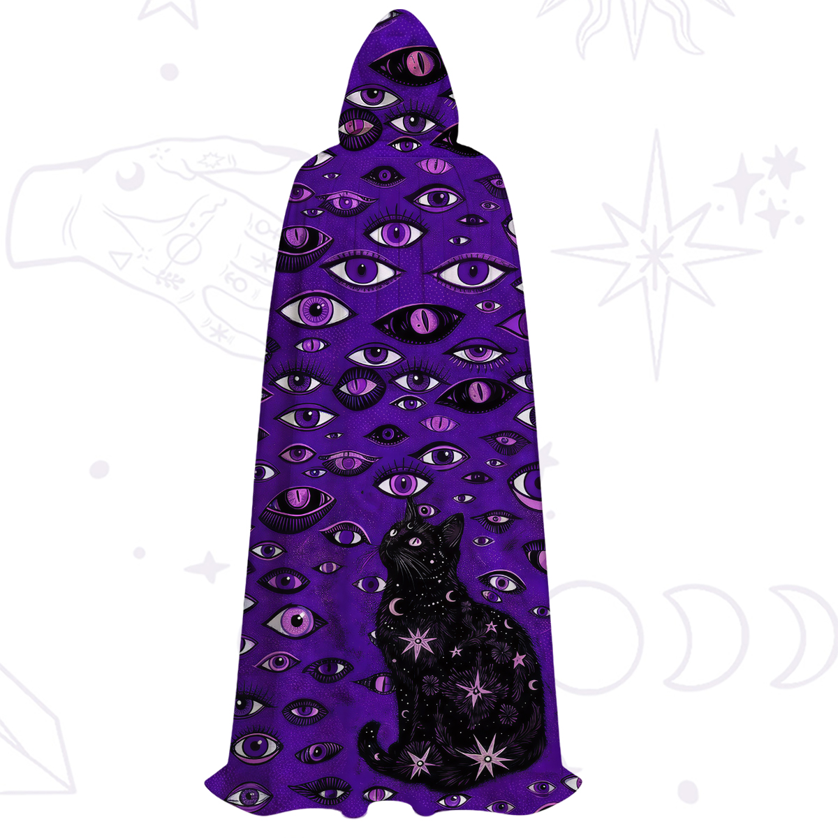 Purplehecate Cosmic Watcher Cat Hooded Cloak