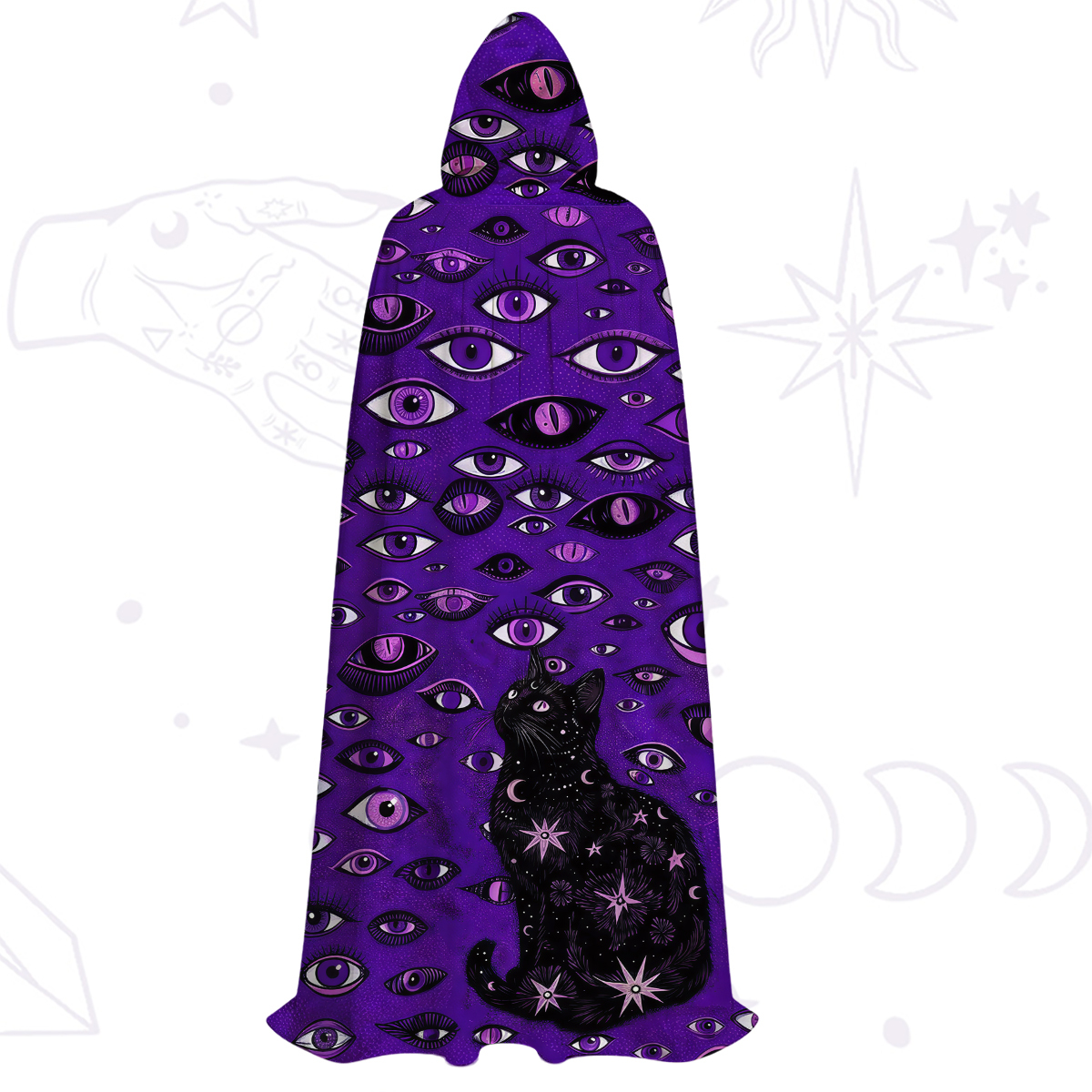Purplehecate Cosmic Watcher Cat Hooded Cloak