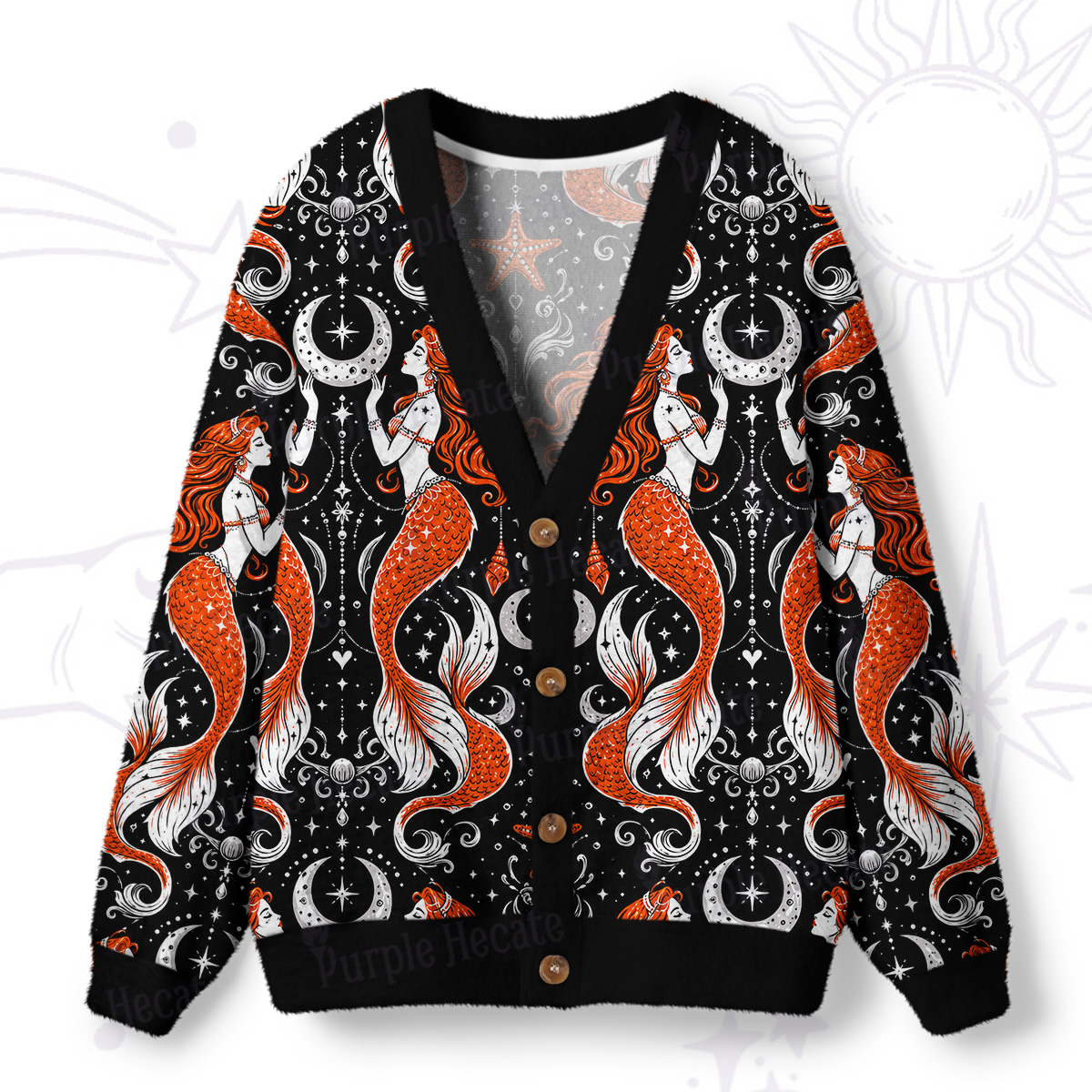 Purplehecate Occult Sea Witch Mermaid Ugly Cardigan Sweaters