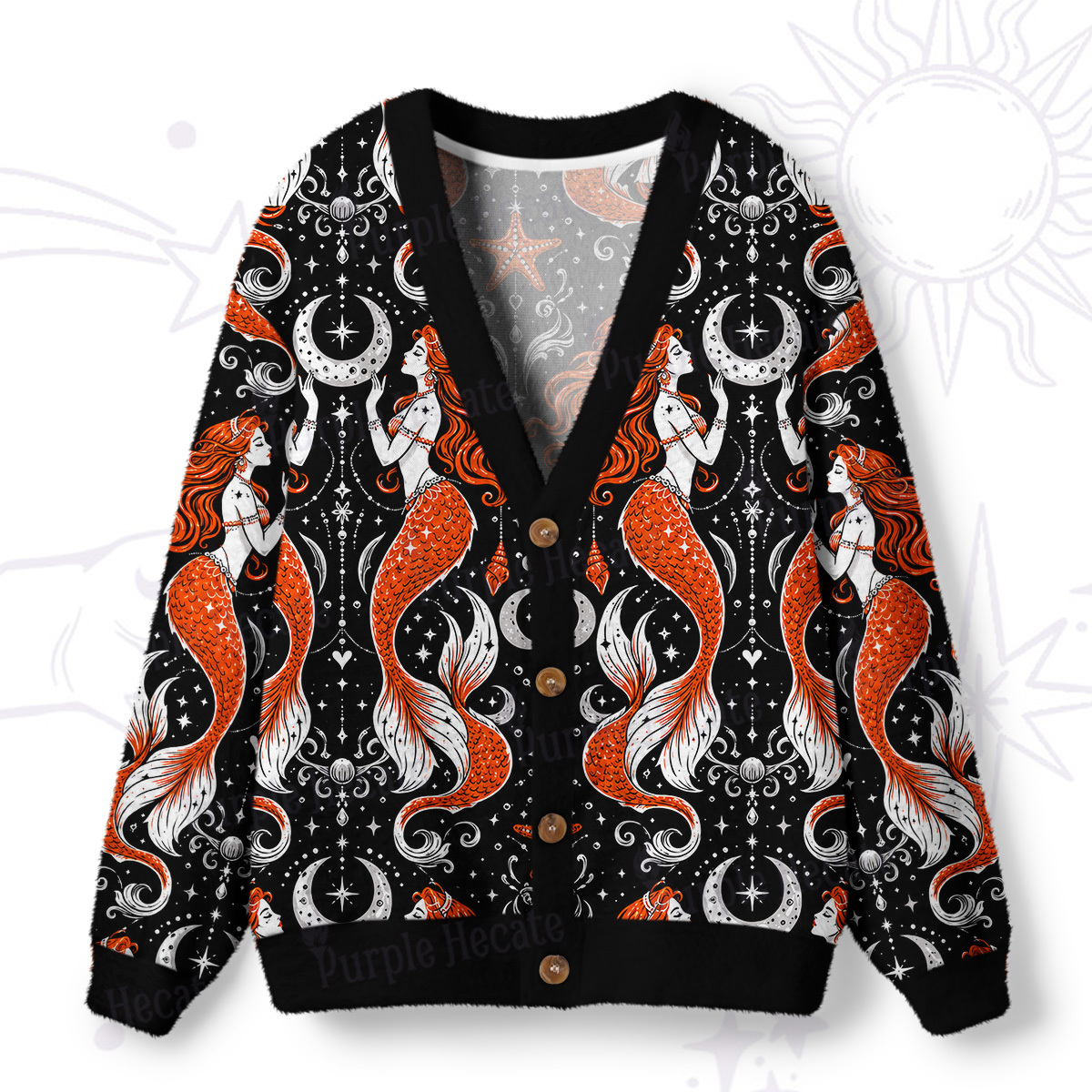 Purplehecate Occult Sea Witch Mermaid Ugly Cardigan Sweaters