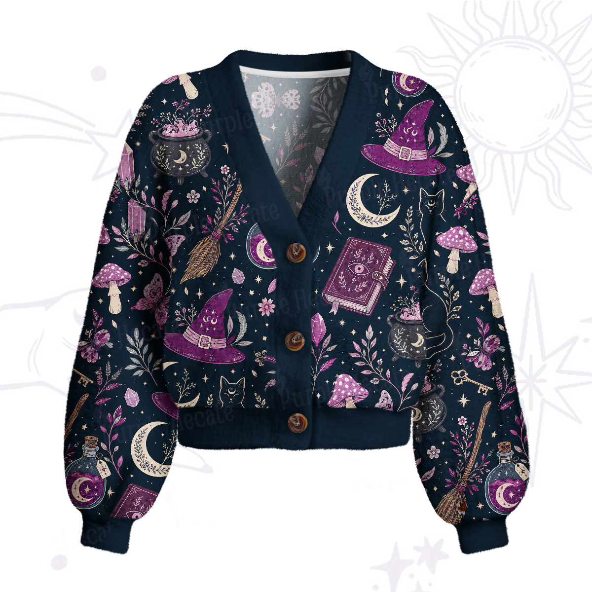 Purplehecate Witchcraft Spellbook Cardigan Sweaters