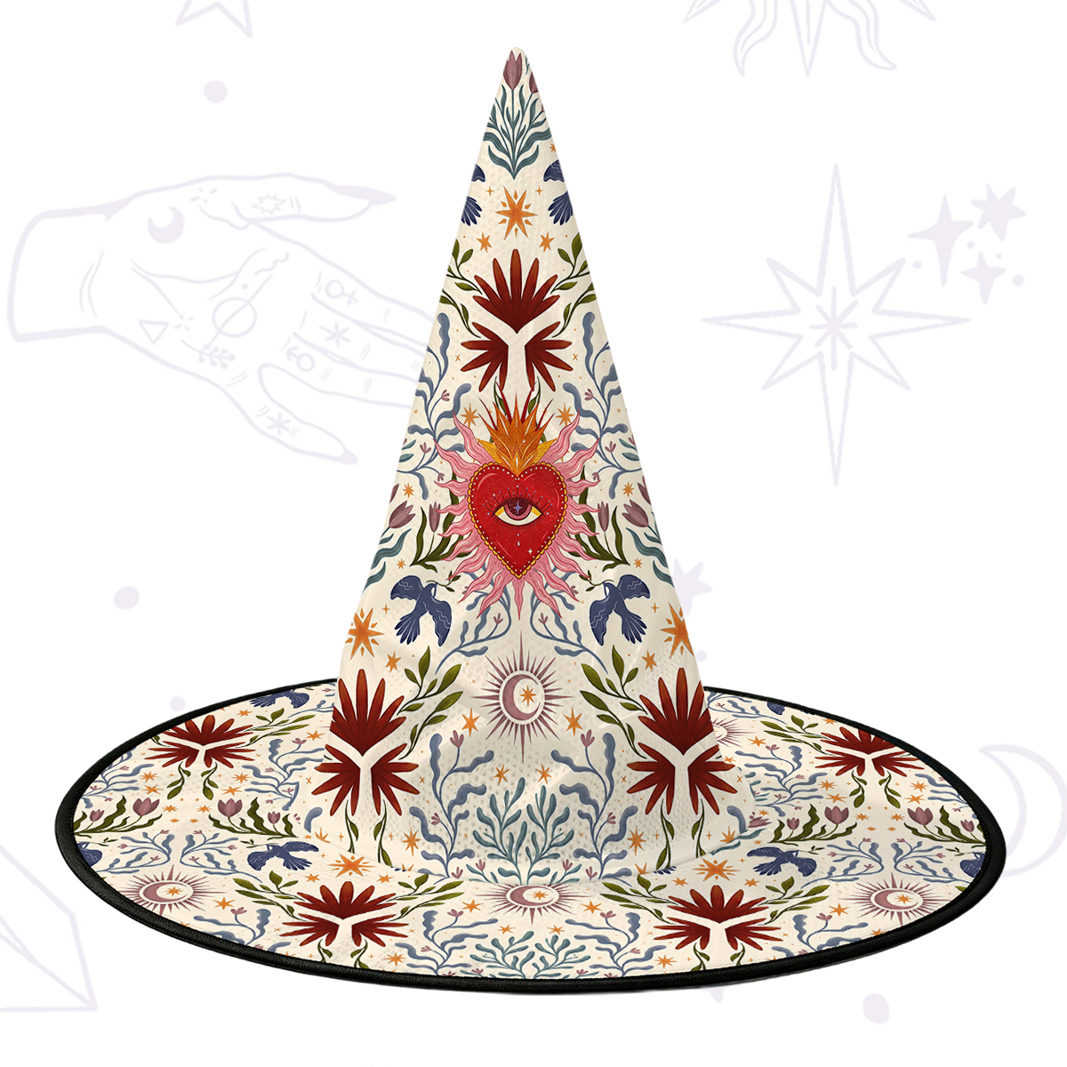 Purplehecate Sacred Flame Heart Witch Hat