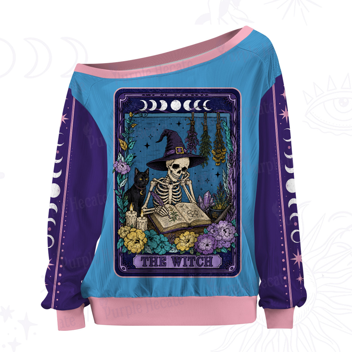 Purplehecate The Witch Skeleton Tarot Off The Shoulder Graphic Jersey