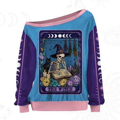 Purplehecate The Witch Skeleton Tarot Off The Shoulder Graphic Jersey