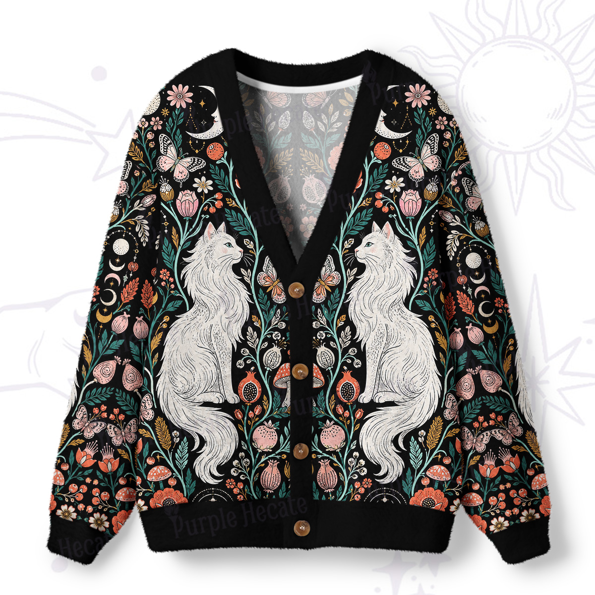  Purplehecate Lunar White Cat Forest Strappy Ugly Cardigan Sweaters
