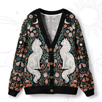  Purplehecate Lunar White Cat Forest Strappy Ugly Cardigan Sweaters