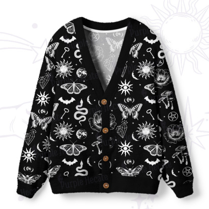 Purplehecate Occult Moth & Serpent Ugly Cardigan Sweaters