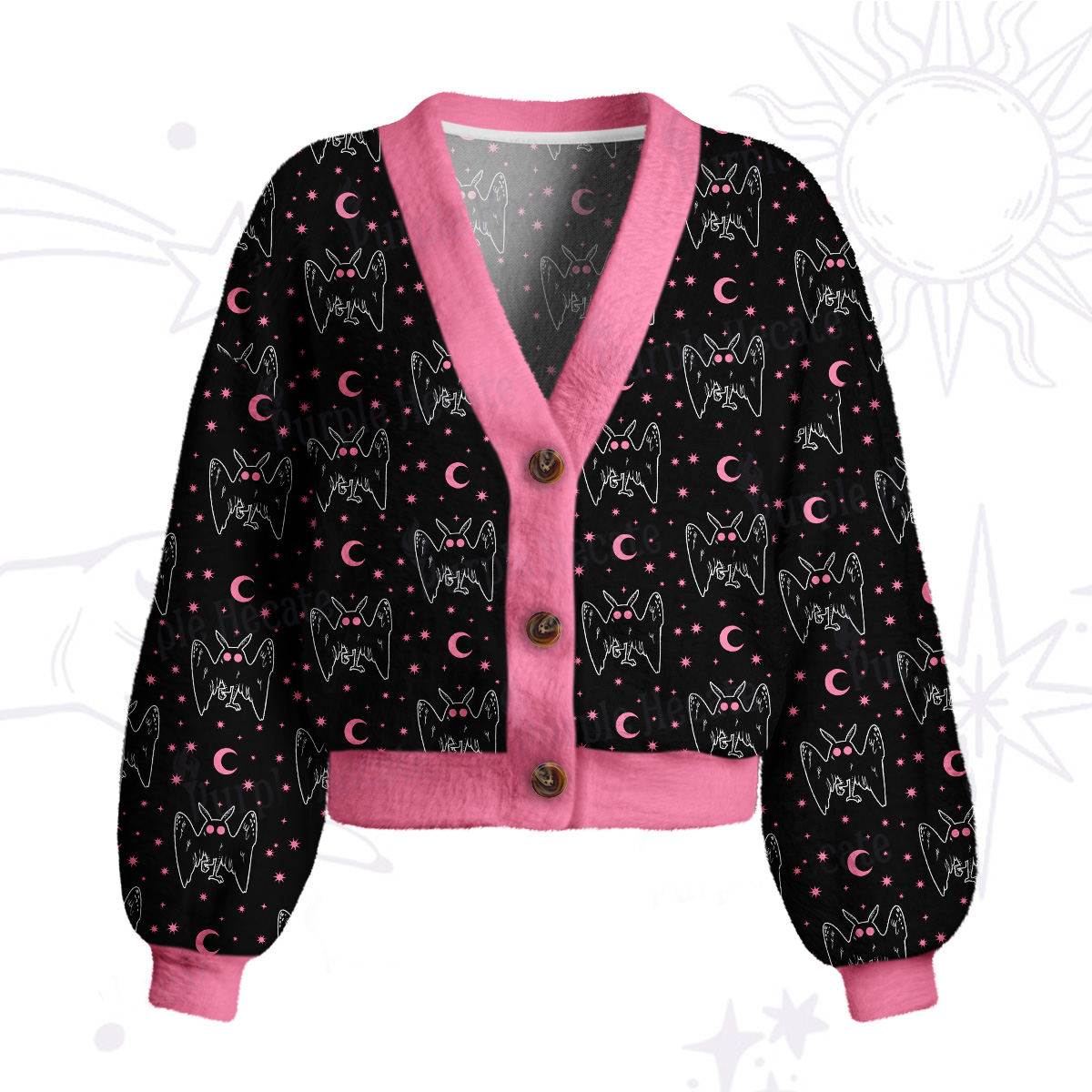 Purplehecate Witchy Mothman Night Cardigan Sweaters