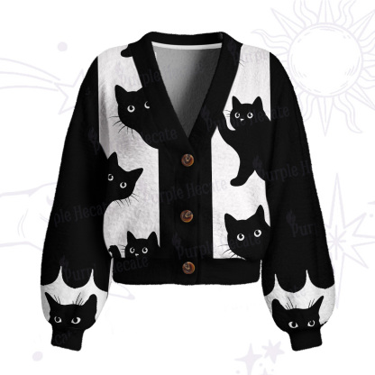 Purplehecate Peekaboo Cats Cardigan Sweaters