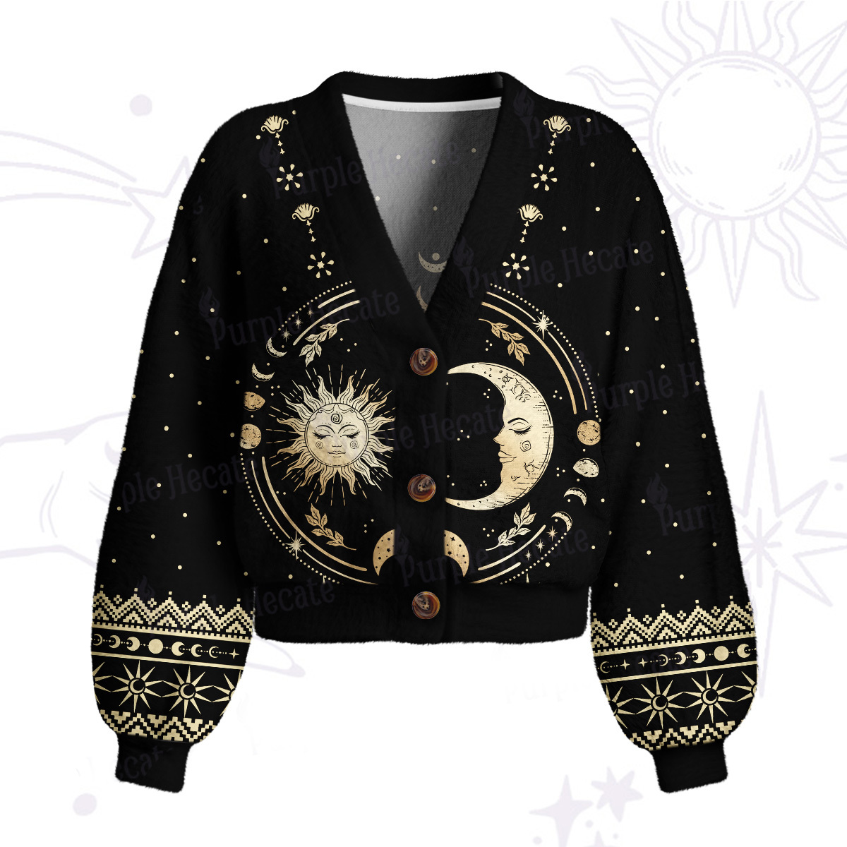Purplehecate Celestial Sun and Moon Cardigan Sweaters