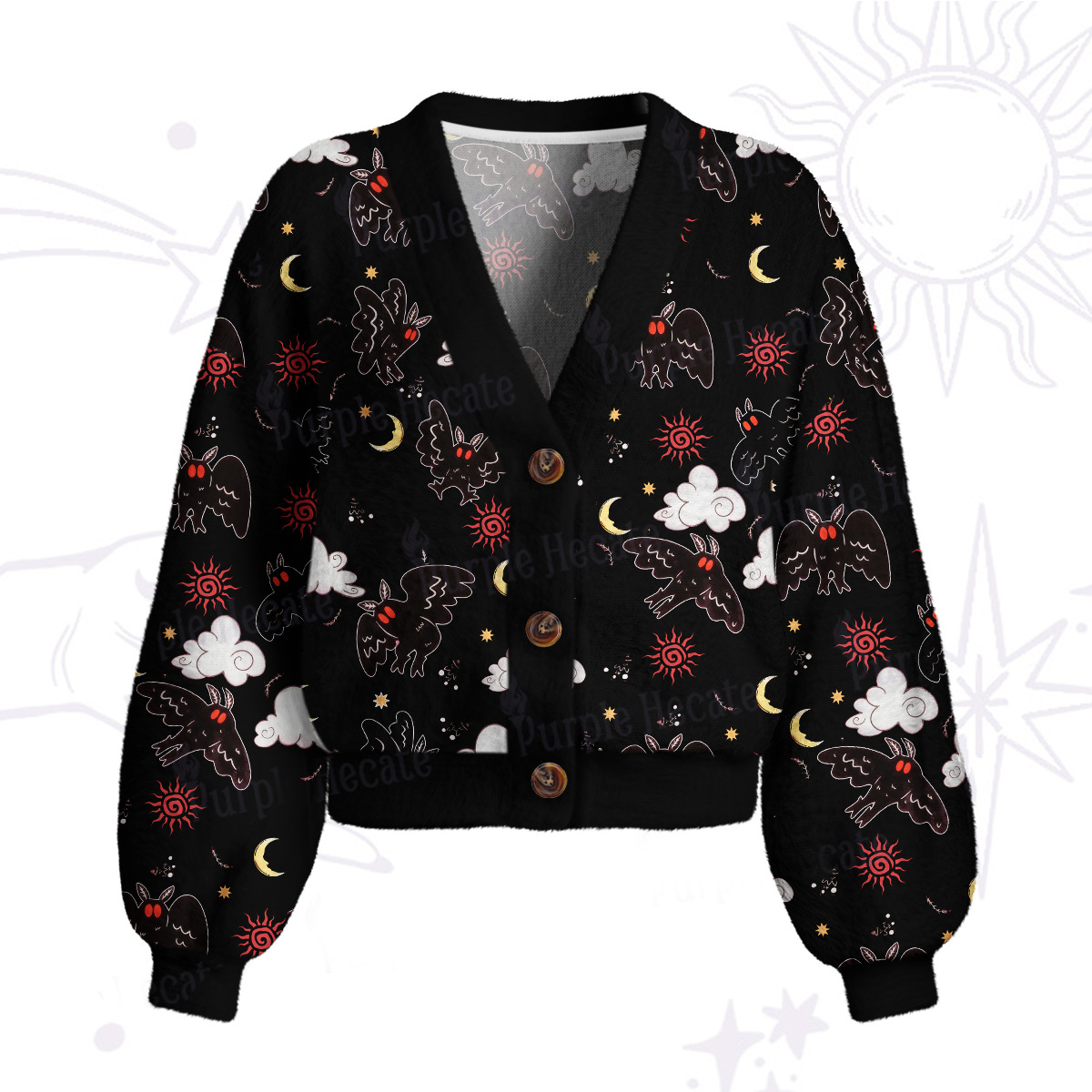 Purplehecate Cryptid Mothman Cardigan Sweaters