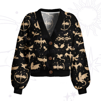 Purplehecate Fantasy Dragon Allover Cardigan Sweaters