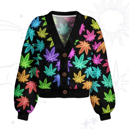 Purplehecate Trippy Weed Cardigan Sweaters