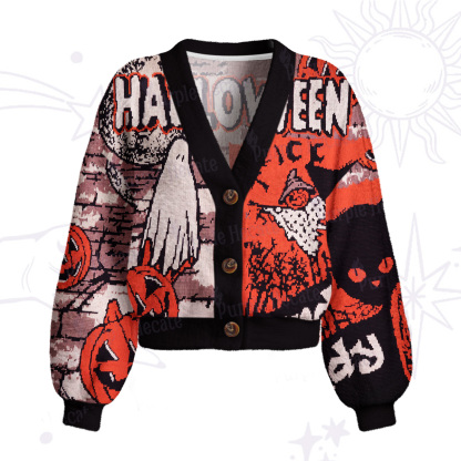 Purplehecate Pumpkin Orange Ghost Cardigan Sweaters