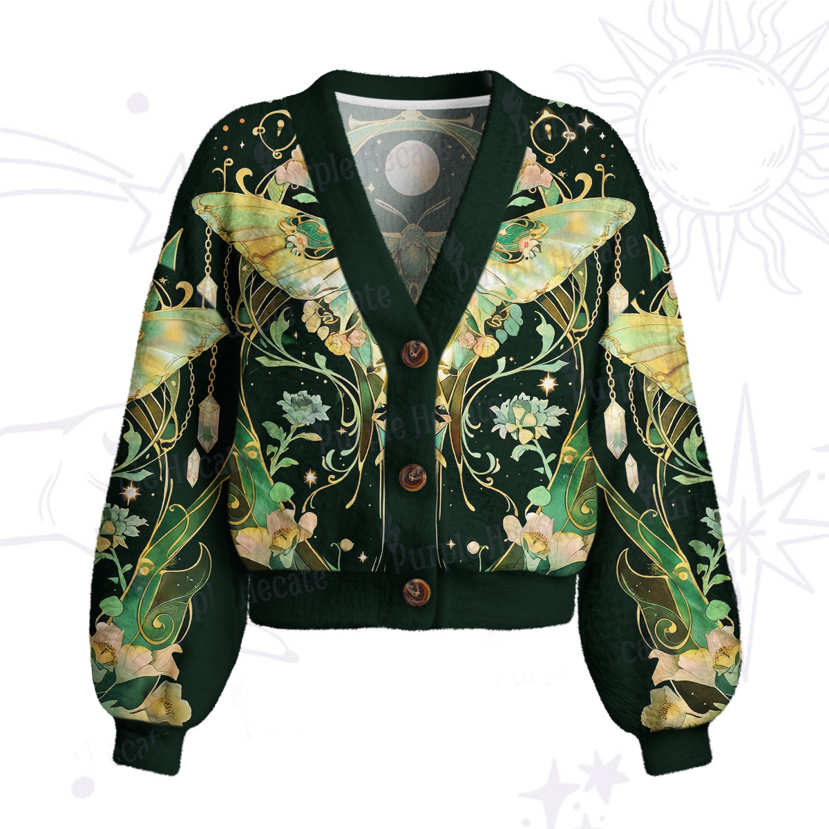Purplehecate Moon Moth Rave Cardigan Sweaters