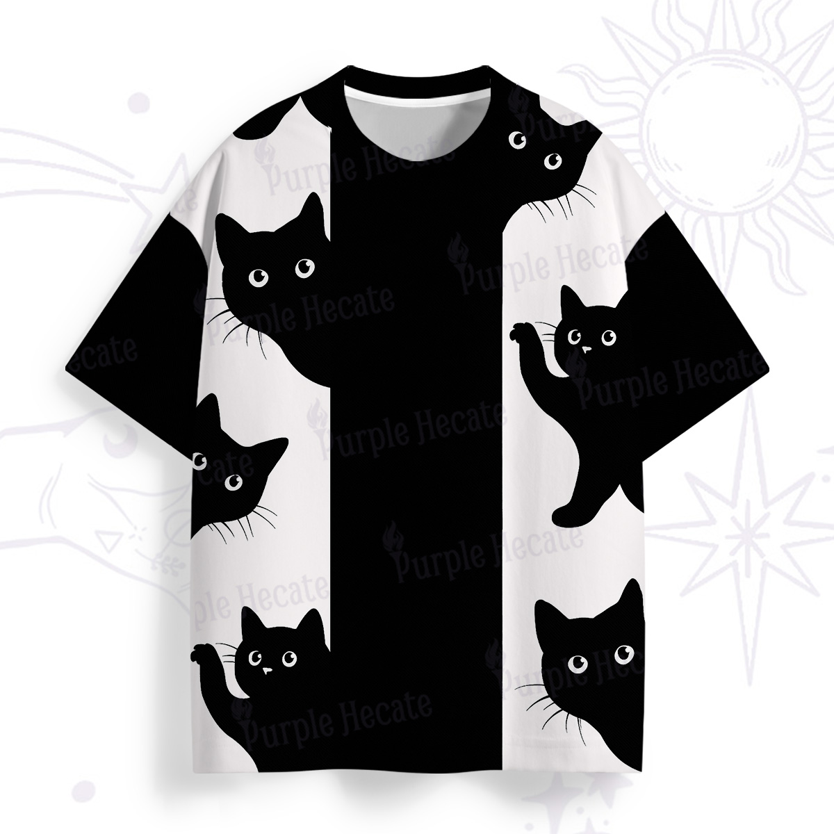 Purplehecate Peekaboo Cats All Over Print T-Shirt