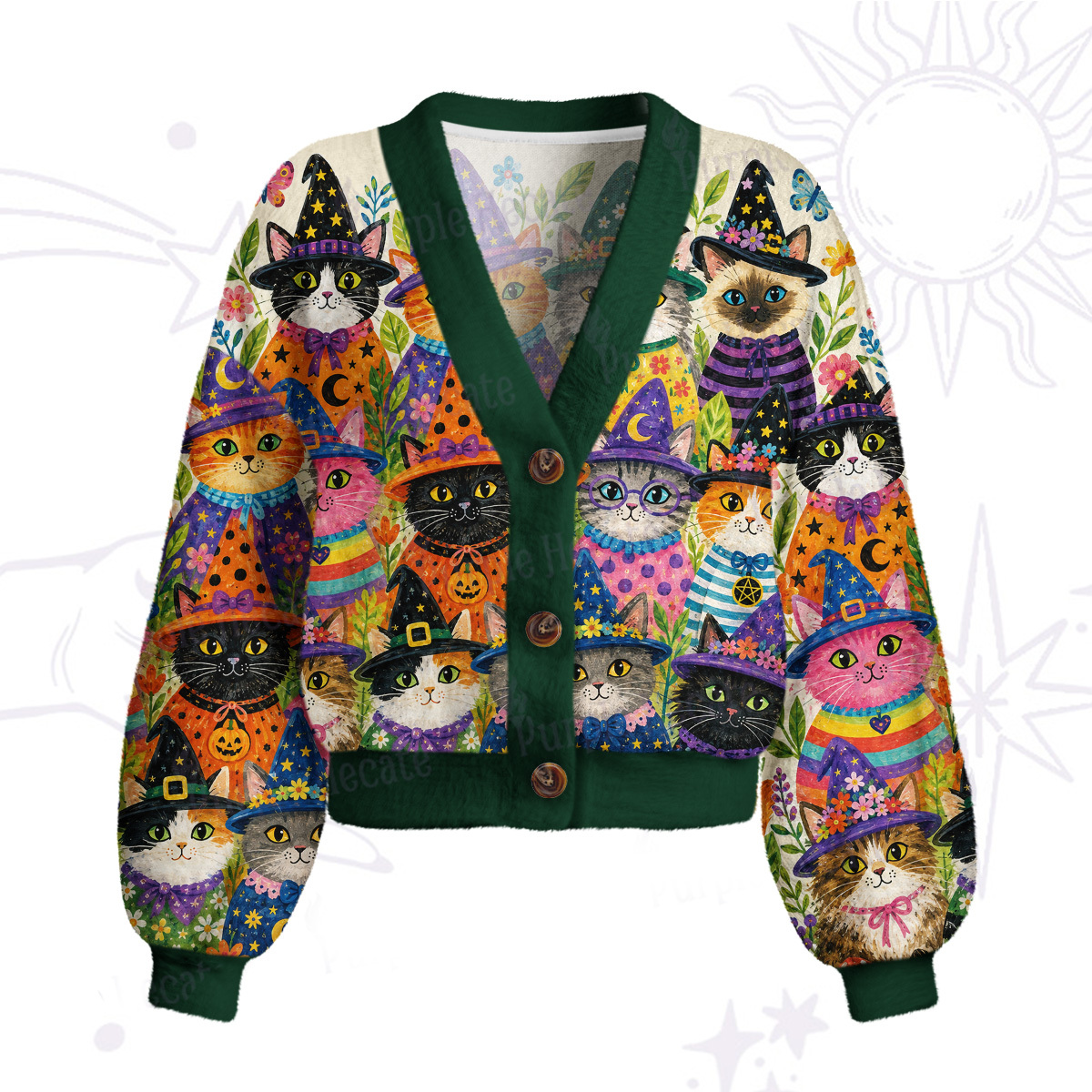 Purplehecate Witchy Meow-Meow Gathering Cardigan Sweaters