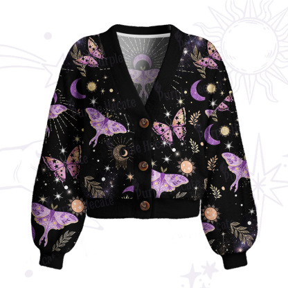 Purplehecate Starry Night Lunar Moth Cardigan Sweaters