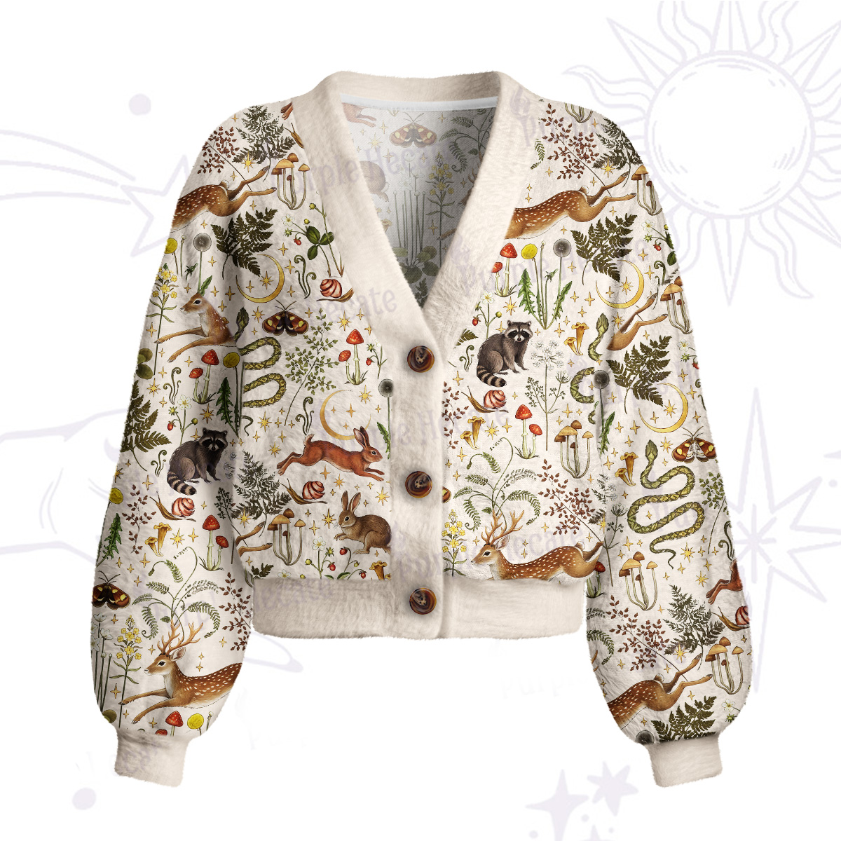 Purplehecate Enchanted Forest Animals Cardigan Sweaters