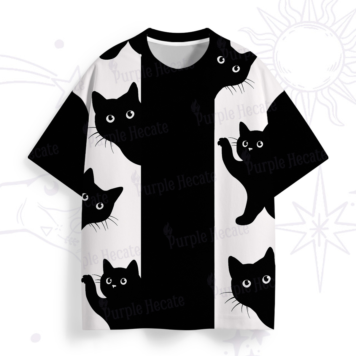 Purplehecate Peekaboo Cats All Over Print T-Shirt