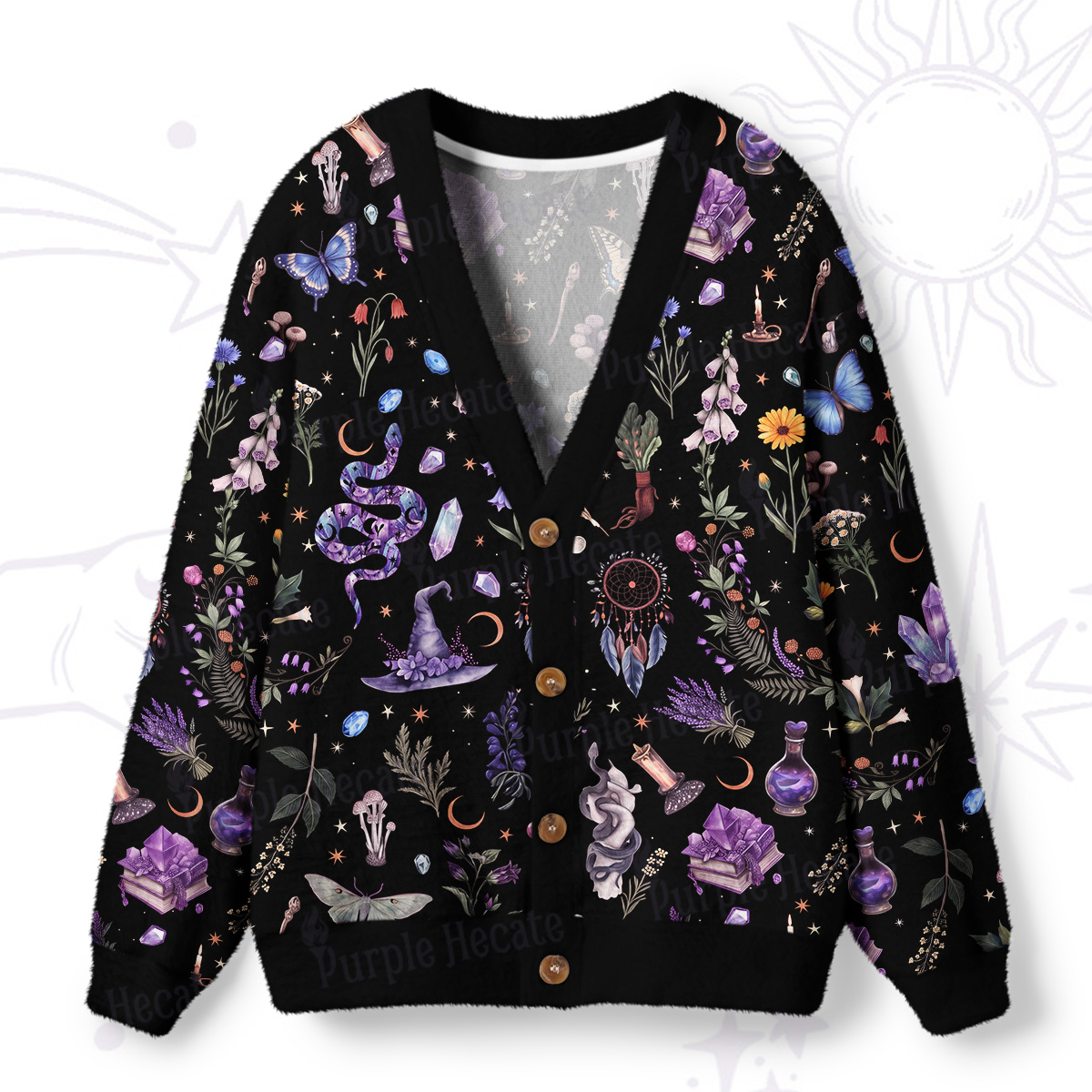 Purplehecate Witchcraft Herbarium Magic Ugly Cardigan Sweaters