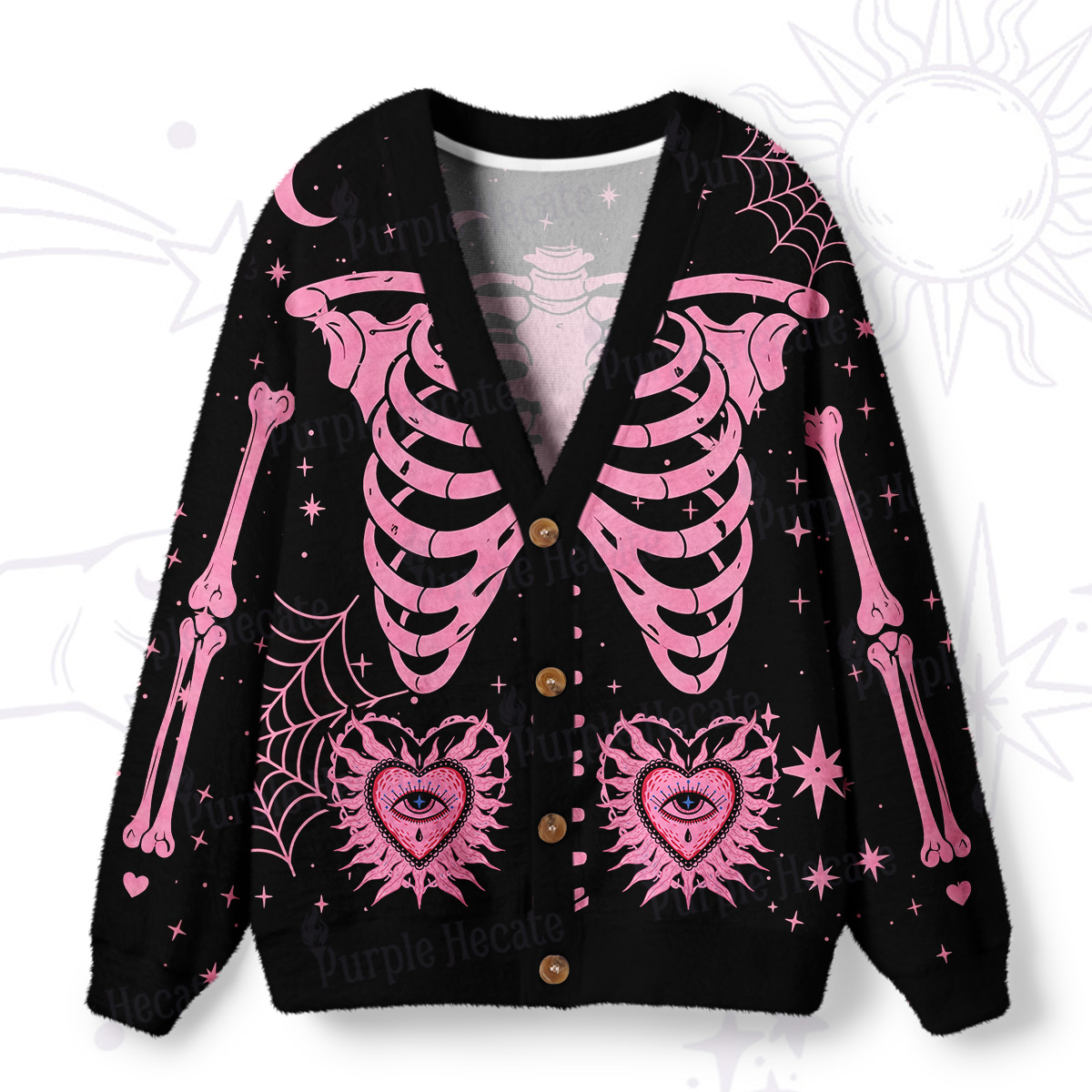 Purplehecate Ribcage Web of Love Ugly Cardigan Sweaters