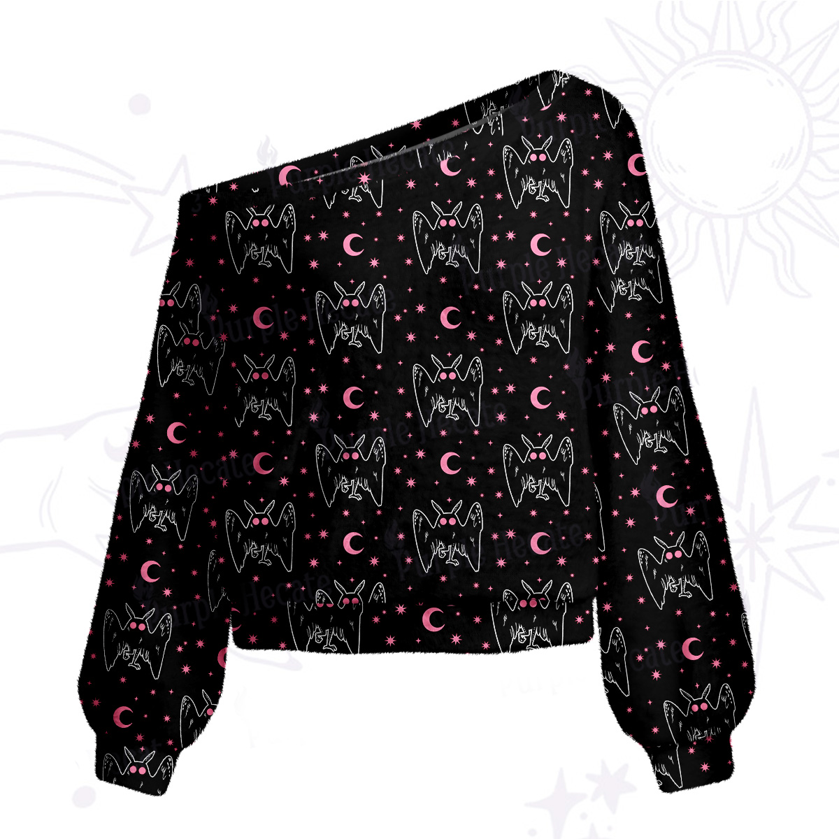 Purplehecate Witchy Mothman Night One Shoulder Sweaters