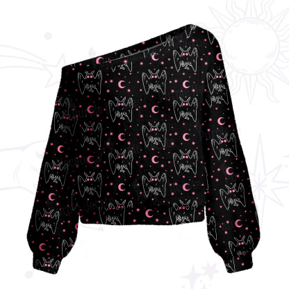 Purplehecate Witchy Mothman Night One Shoulder Sweaters